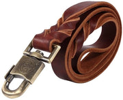 Cinturone per cani in pelle - Cinturone 2,5 cm di larghezza - Cinturone 120 cm di lunghezza - Sostenibile - Clip metallico - Design moda - Attrezzo per cani