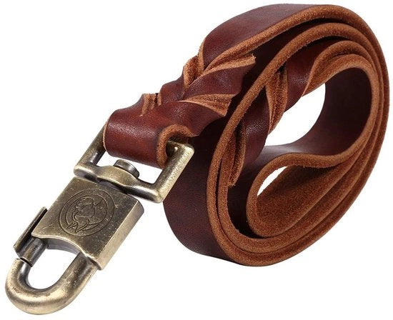 Cinturone per cani in pelle - Cinturone 2,5 cm di larghezza - Cinturone 120 cm di lunghezza - Sostenibile - Clip metallico - Design moda - Attrezzo per cani