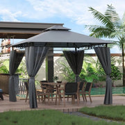 Pavilion Acquaproteggiato 3 x 3 m - Tenda da Festa Deluxe per 4-6 Persone - Struttura in Metallo - Gazebo in Acciaio Grigio Chiaro
