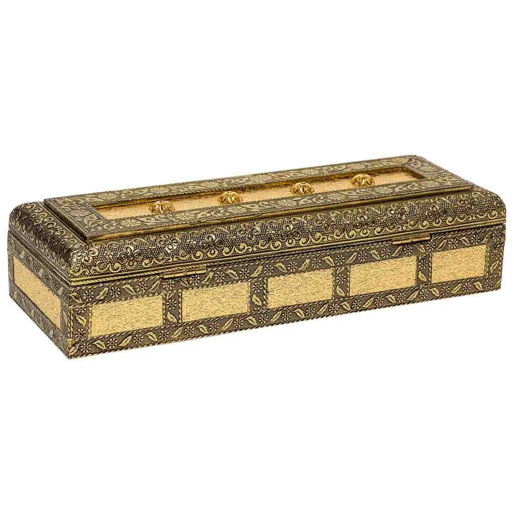 Portagioie in metallo dorato sbalzato 27x12x6h