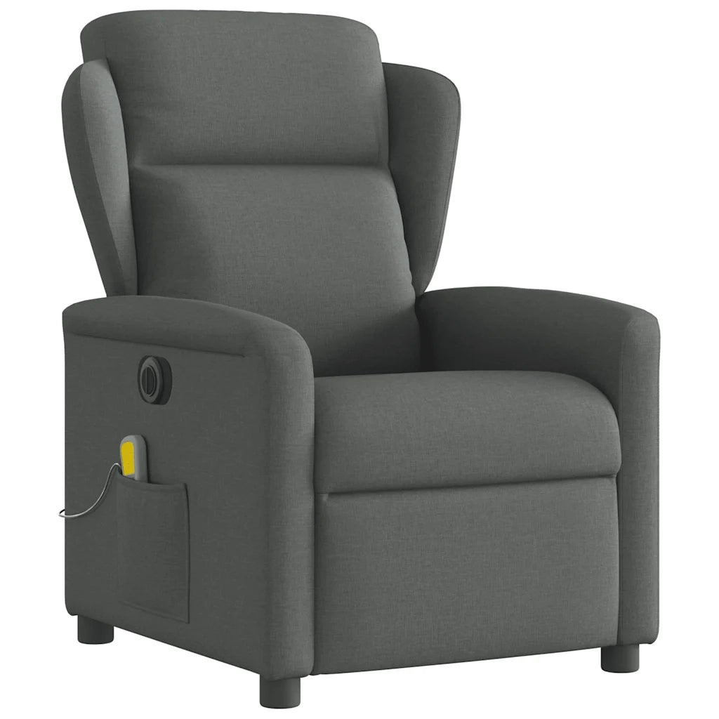 Poltrona Reclinabile Massaggio Elettrica Grigio Scuro Tessuto 3303125