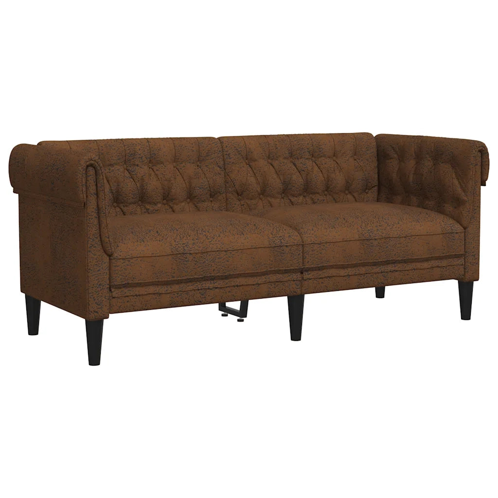 Divano Chesterfield a 2 Posti-Sofa 2 Posti-Divanetto Marrone in Tessuto