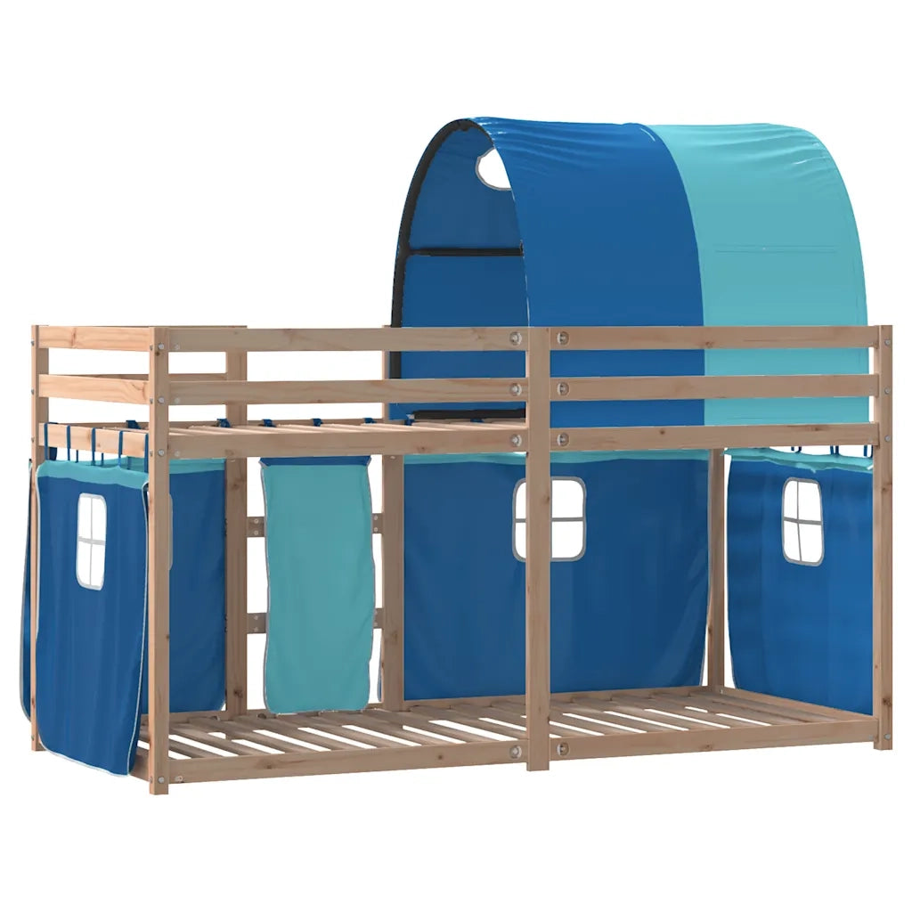 Letto a Castello senza Materasso Blu 90x190cm Massello Pino