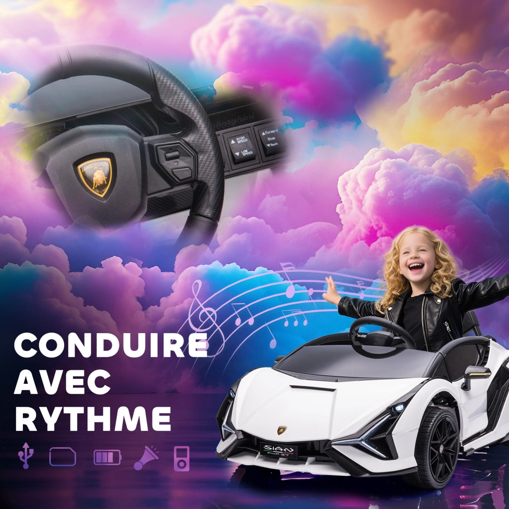 Auto elettrica per Bambini Lamborghini Sian 12V ¨C zephmum ¨C Bianco
