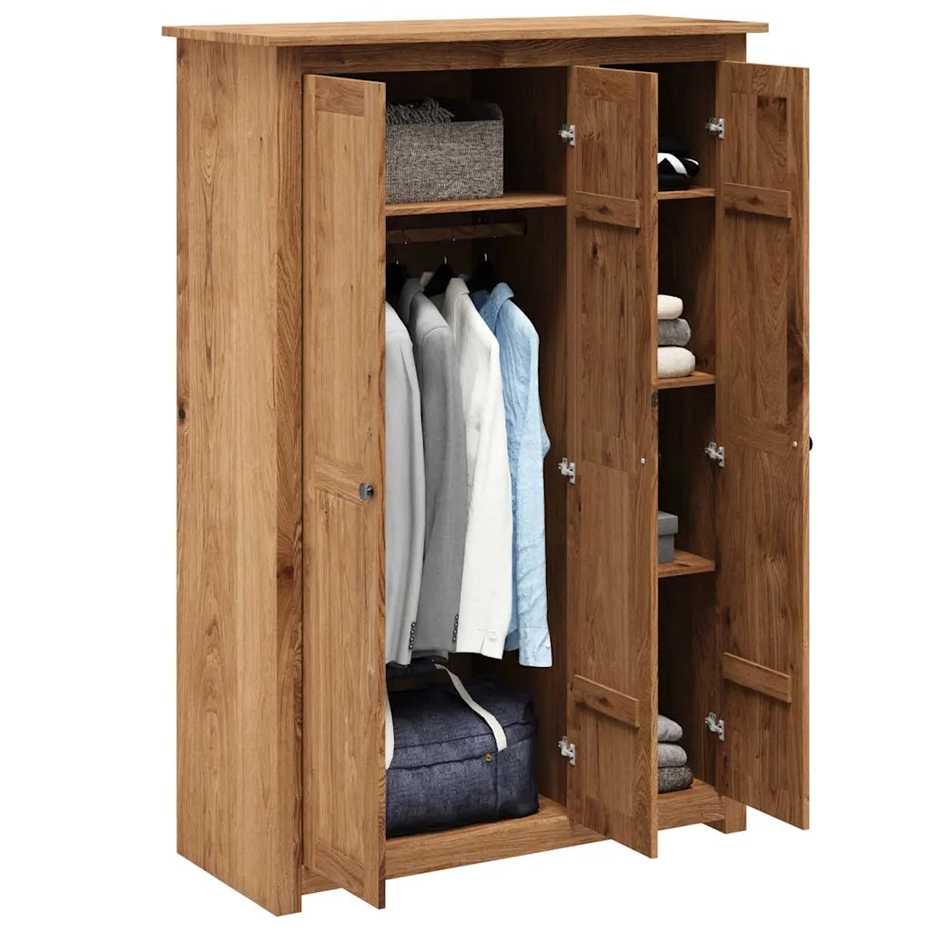 Armadio a 3 Ante 118x50x171,5cm Legno di Pino Panama Range 282661