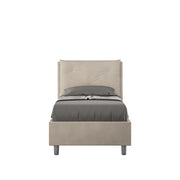 BS COM Letto singolo con rete imbottito 80x190 microfibra sabbia