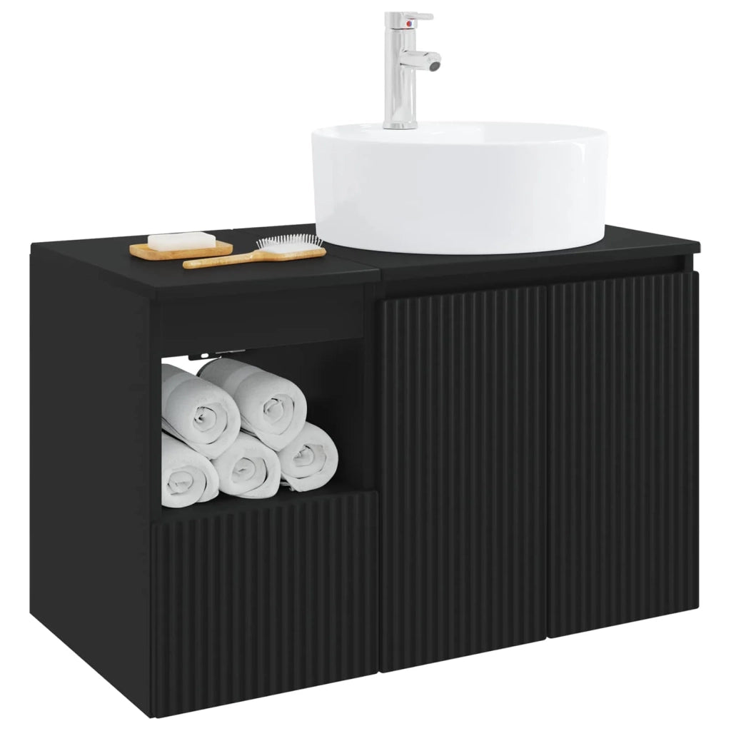 Set di mobili per il bagno 2 pz Nero Legno ingegnerizzato 3404075