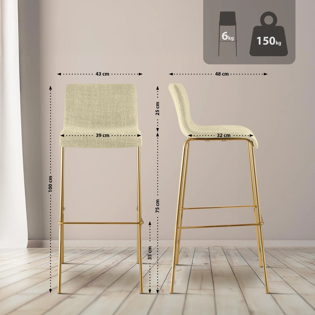 Sgabello da bar Hoover in tessuto 4 piedi oro 3