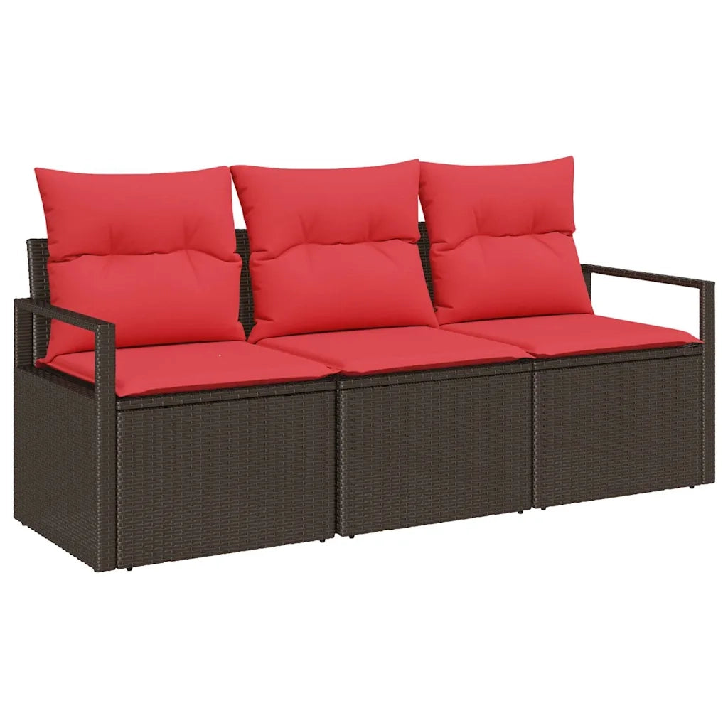 Set di divani 3 pcs Marrone polyrattan