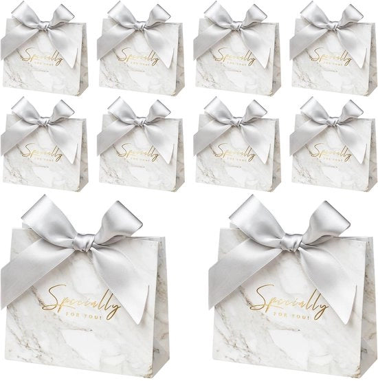 Confezioni regalo da 10 pezzi - Miniastucci da dolci - Pergamena impermeabile - Ideali per matrimoni e compleanni - Fondi pieghevoli - Sostenibili con stampa personalizzata - Astucci da dolci