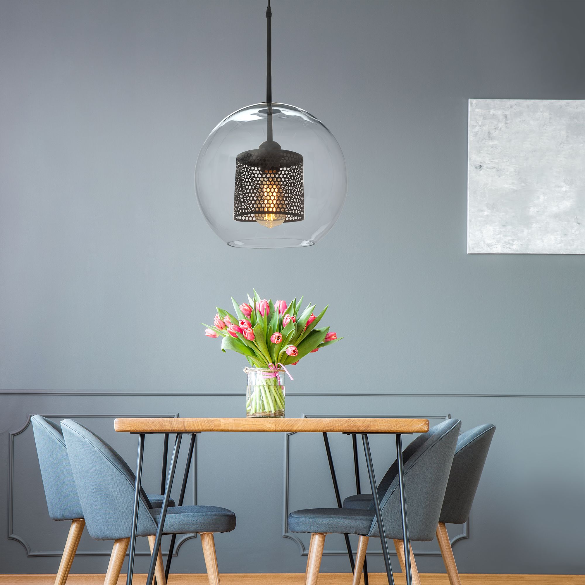 Lampada Pensile Di Vetro Nero Loft APP557-1CP 20cm