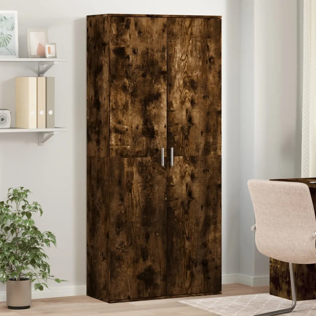 Credenza | Madia | Buffet da pranzo | Armadio da pranzo Rovere Fumo 80x35x180 cm in Legno Multistrato