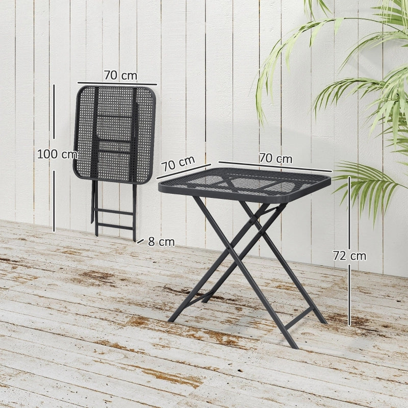 OKWISH Tavolo da Giardino Quadrato con Struttura Pieghevole, per Balcone, Terrazza e Campeggio, Acciaio Nero, 70 x 70 x 72 cm