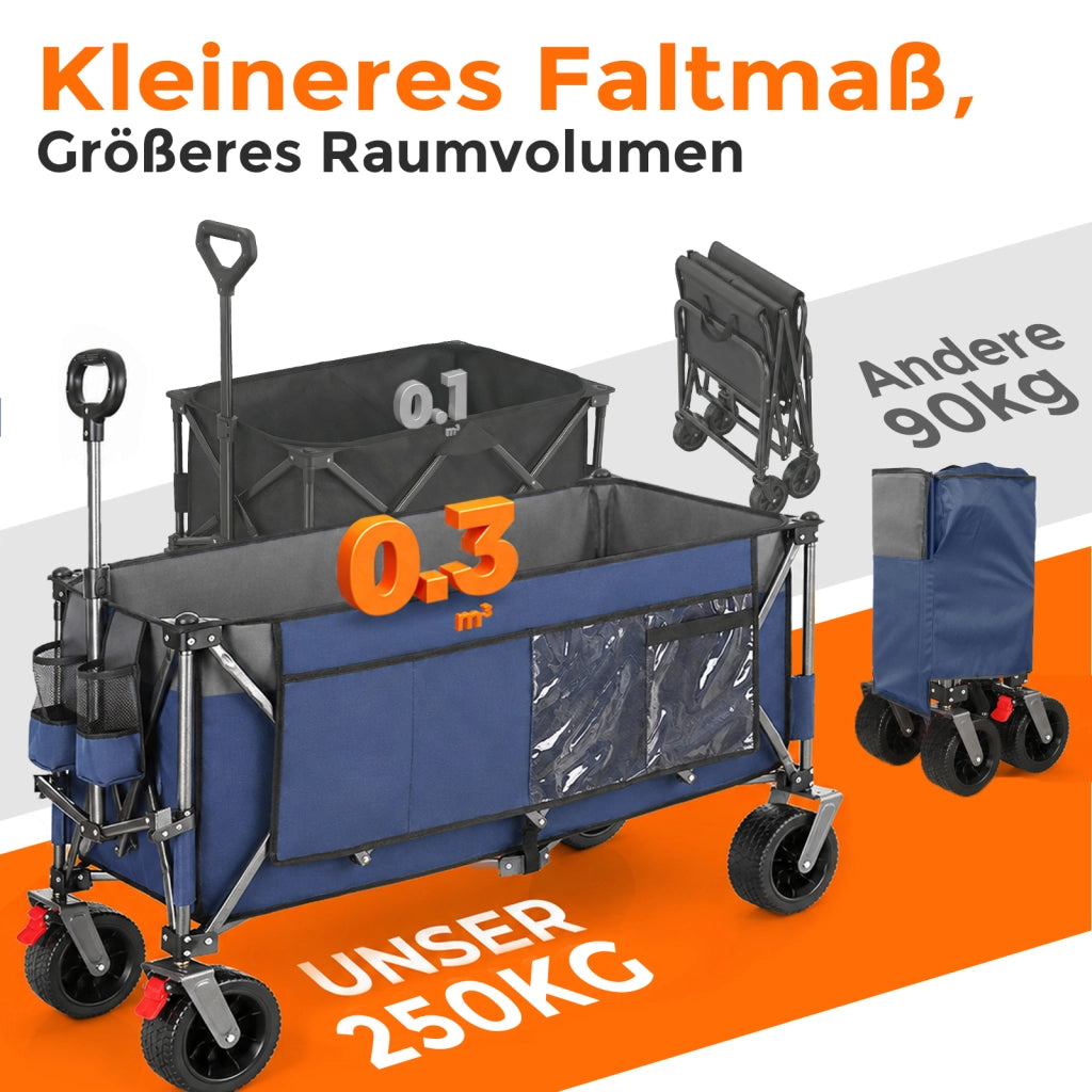 CARRELLO PIEGHEVOLE 120x57,5x44 cm Acciaio Blu Grigio 250 kg