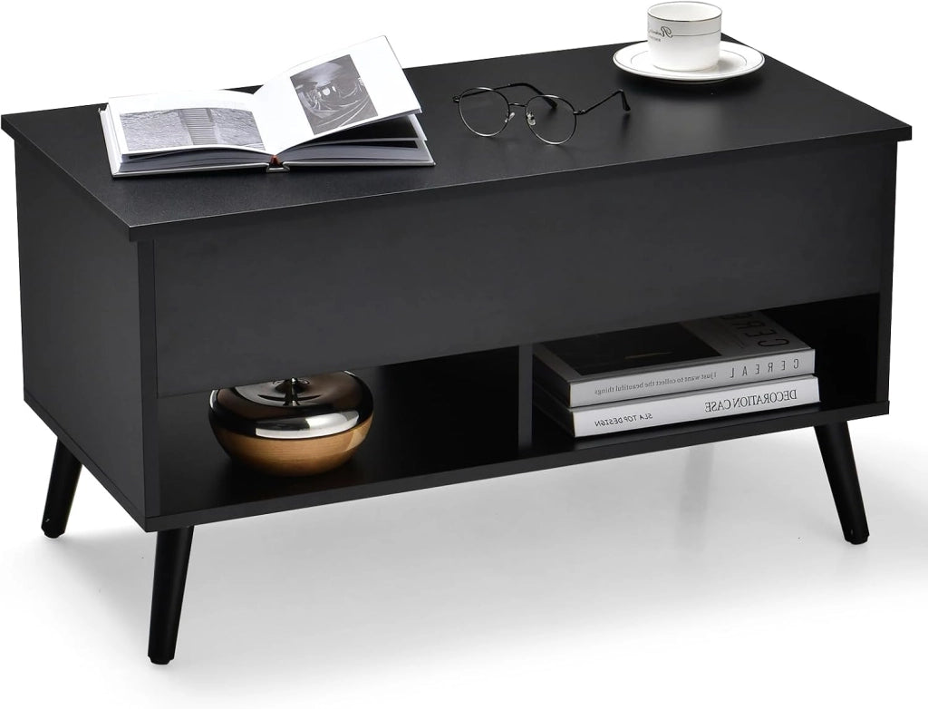Tavolino da caffè sollevabile, tavolo da caffè con spazio nascosto di stoccaggio, tavolo sollevabile ed estensibile per il riposo o il lavoro, 80 x 40 x 58 (max) cm per il soggiorno e la sala da
