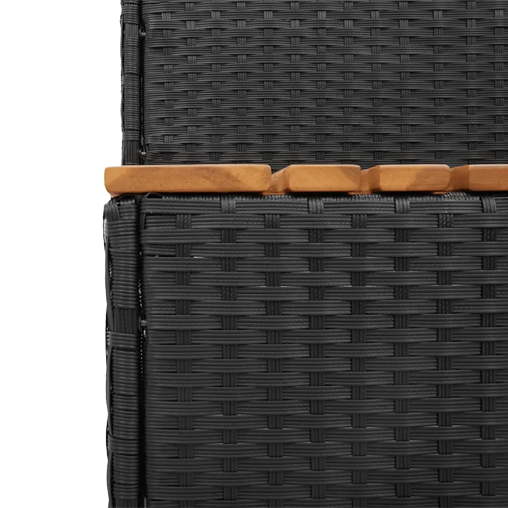 Bordo per Vasca Idromassaggio Nero Polyrattan&Massello Acacia 4103944