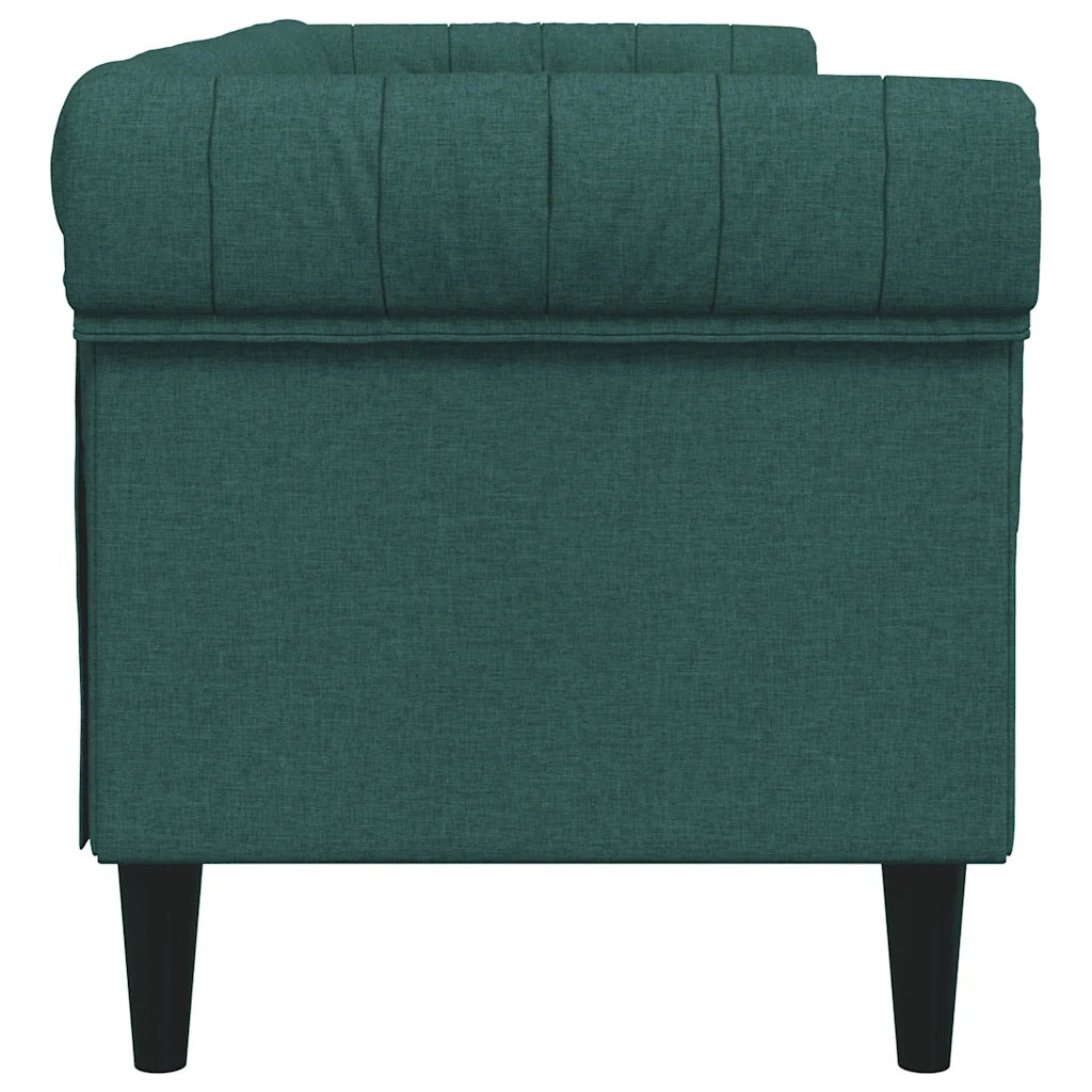 Divano Chesterfield a 3 Posti-Sofa 3 Posti-Divanetto Verde Scuro in Tessuto