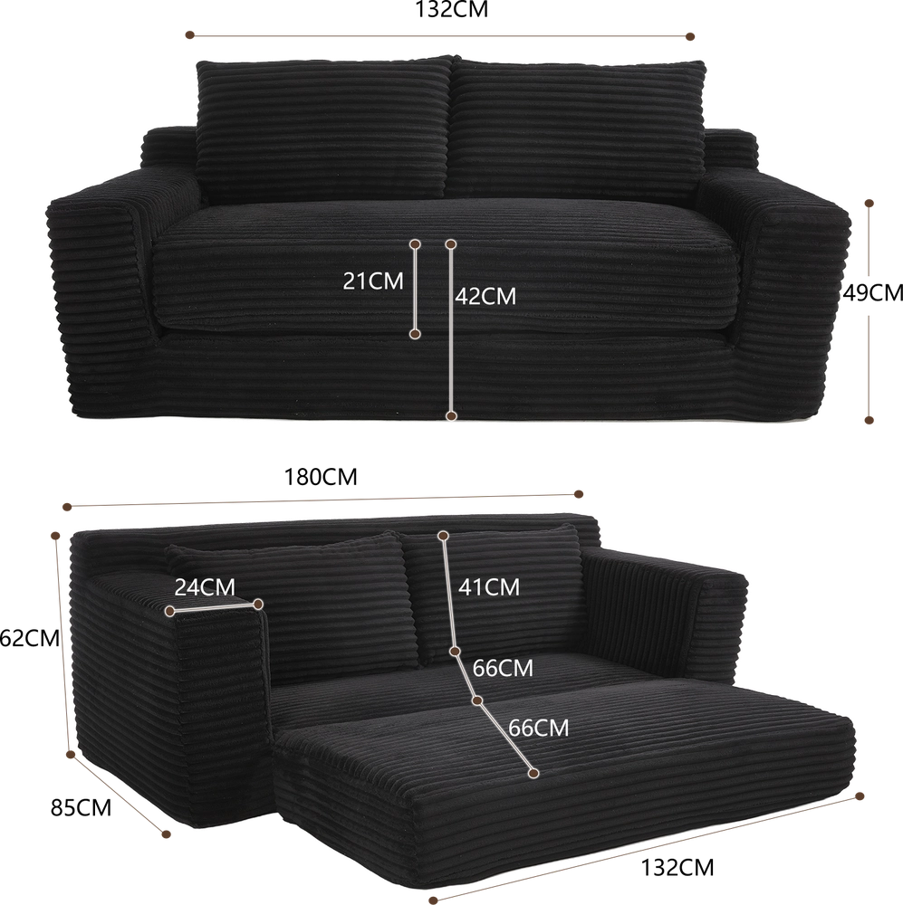 Divano 2 Posti con Memory Foam ¨C Xylo ¨C Tessuto a Coste, Compatto