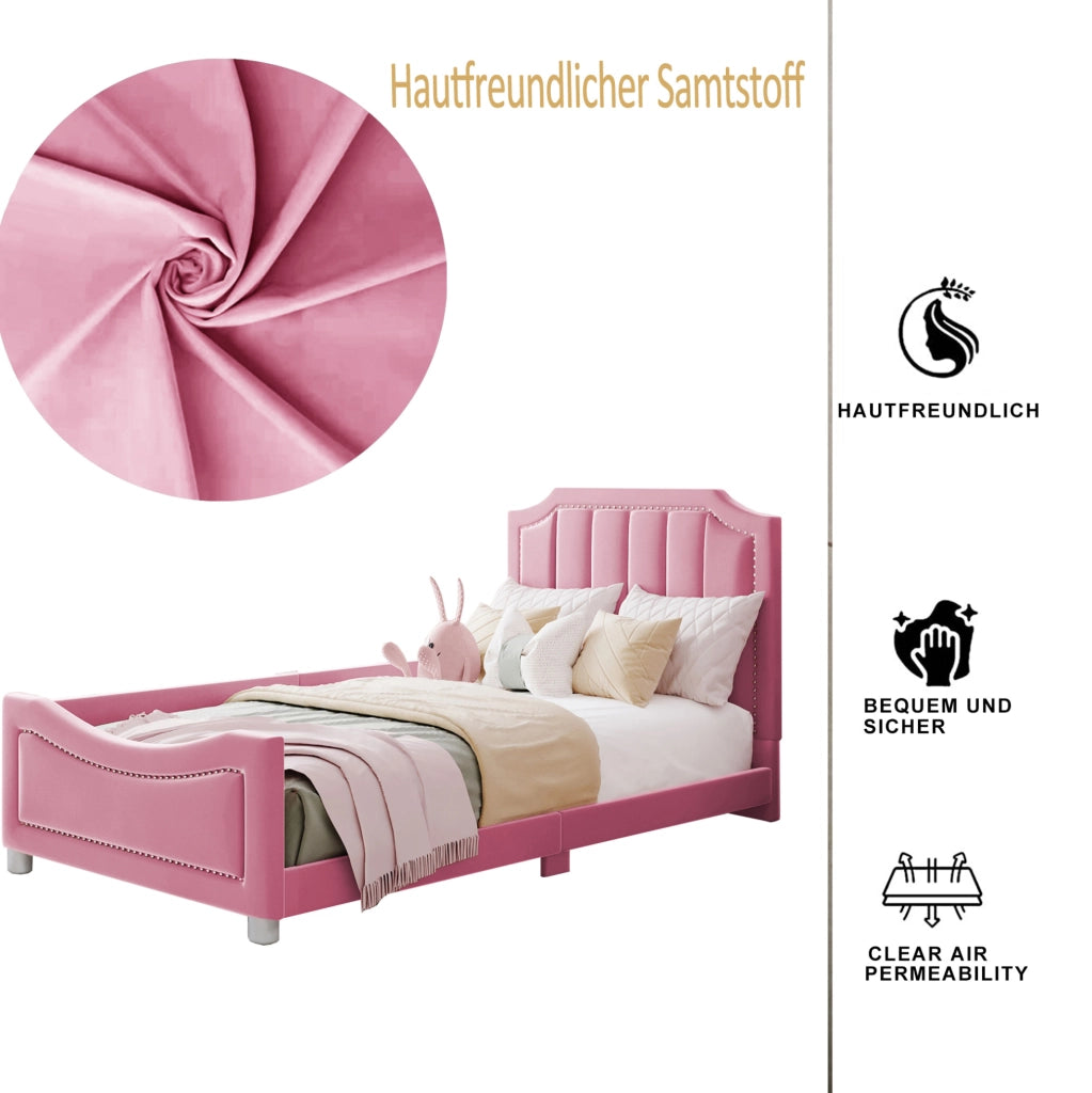 Poltrona letto imbottita per bambini 90 x 200 cm, rosa