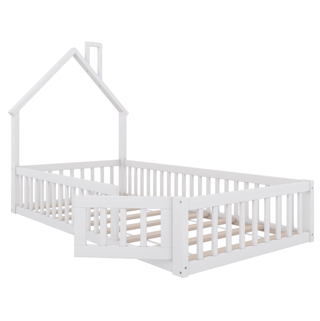 Letto per bambini 90x200 cm con design a casetta e sponde di sicurezza