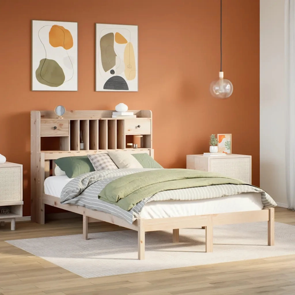 Letto Libreria senza Materasso 135x190 cm in Legno di Pino 3322331