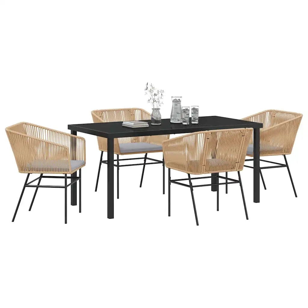 Set da Pranzo per Giardino con cuscino 5 pcs Marrone 3380928