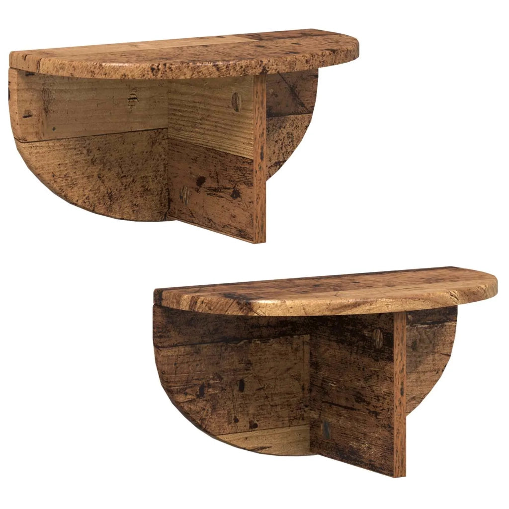 2 pz Scaffale da parete | Ripiano a parete | Mensola a parete Legno vecchio 38 x 19 x 19 cm