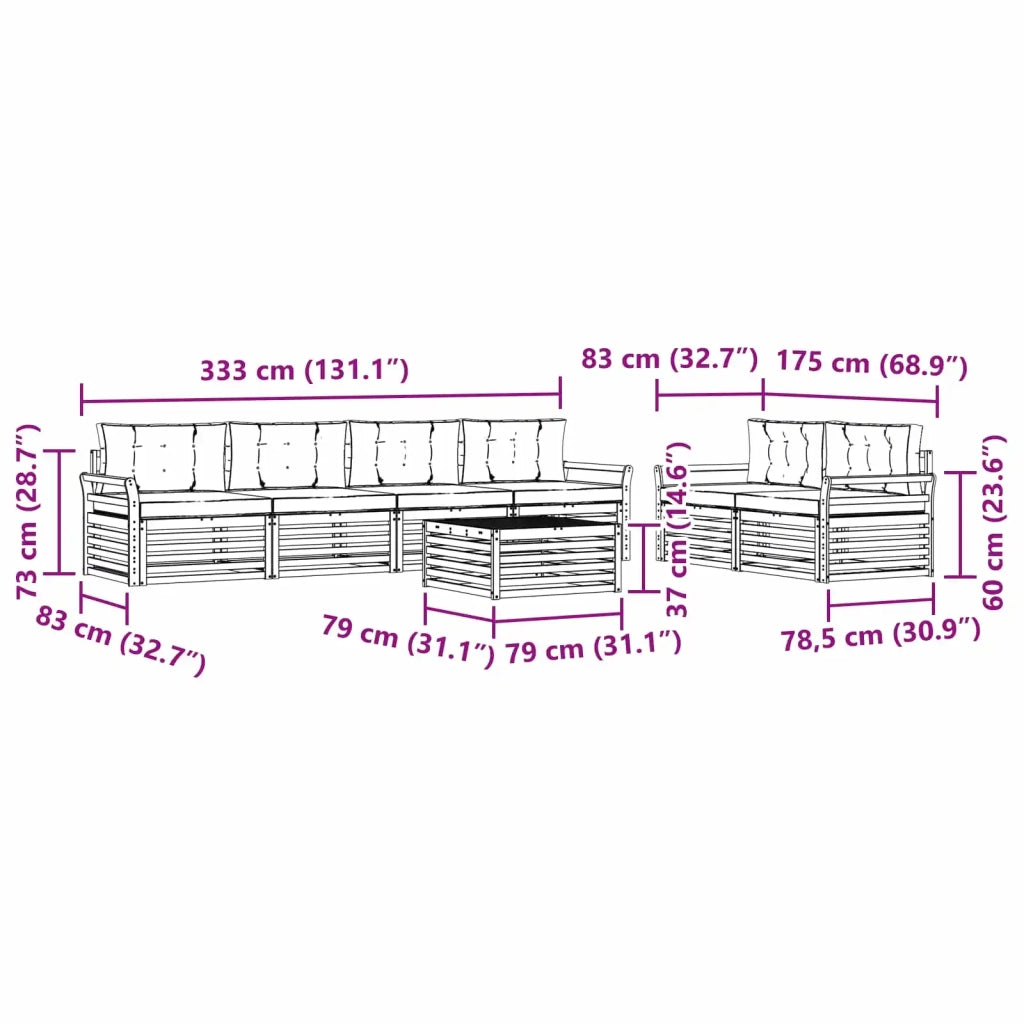 Set di divani da esterno 7 pz Bianco e Antracite 3390087
