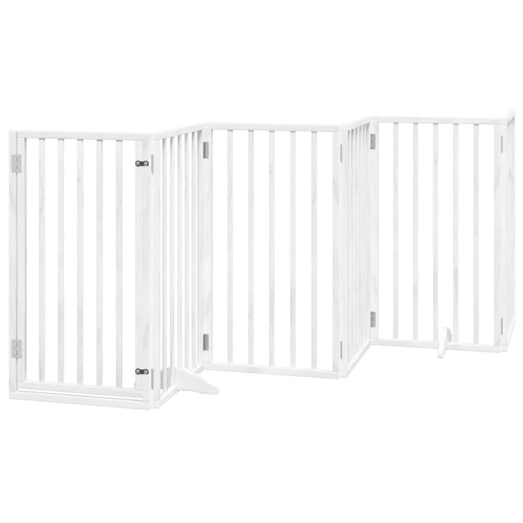 Cancelletto di sicurezza per cani porta pieghevole 12 pannelli legno di pioppo bianco 02_0023146