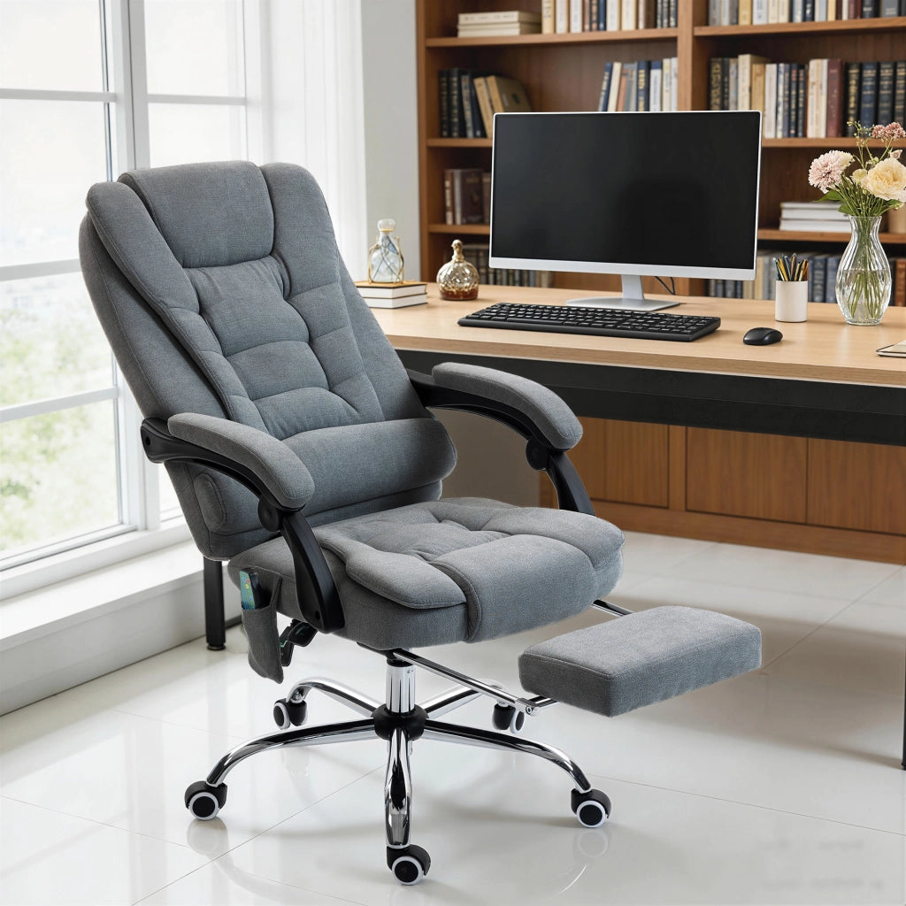 Poltrona massaggiante e riscaldante da ufficio ¨C zephmum ¨C Grigio 65x70x111-119cm