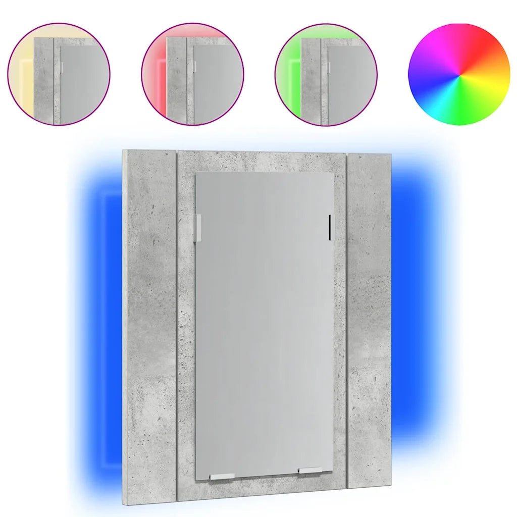Armadietto a Specchio con Luci LED Grigio Cemento in Acrilicocod mxl 94737