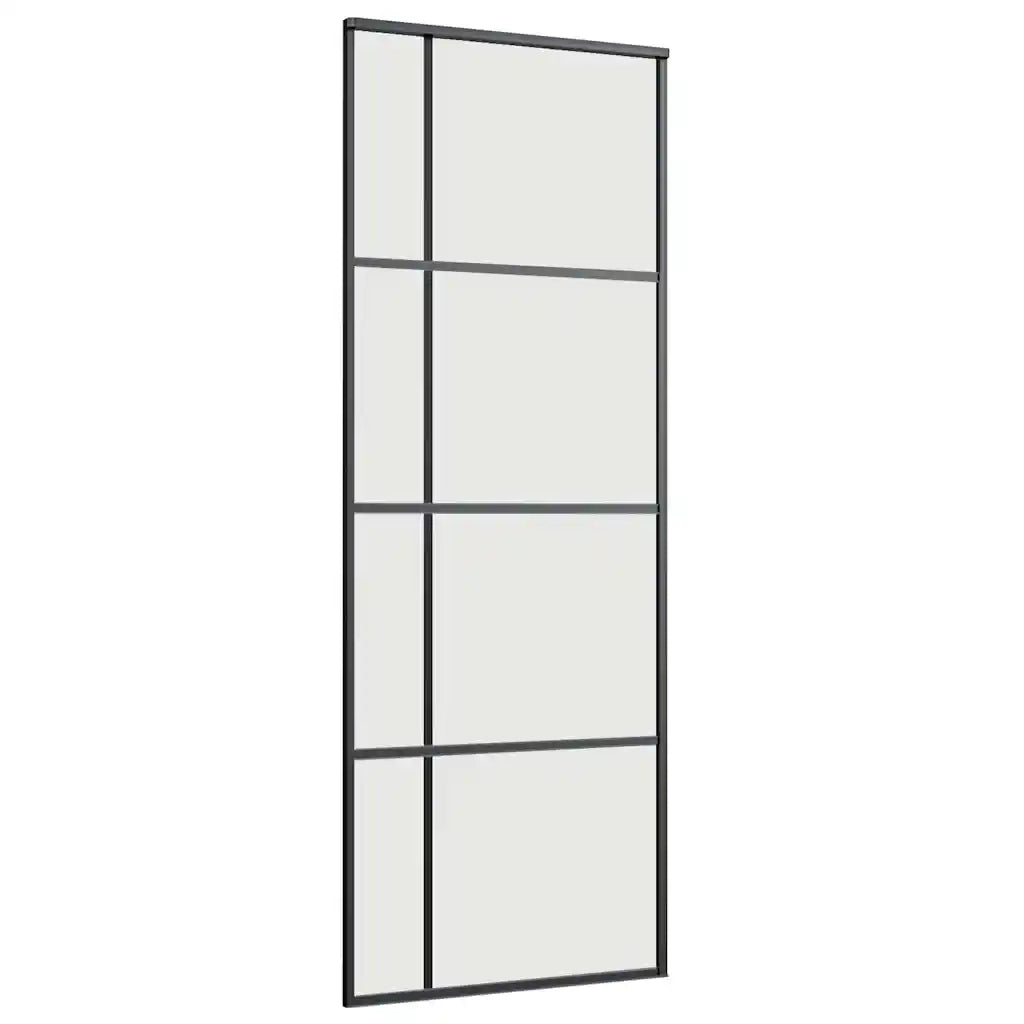 Porta Scorrevole con Ferramenta Nera 76x205 cm in Vetro ESG 3375809