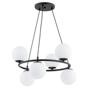 Lampadario RINGO nero 6 sfere vetro bianco E14 Alfa