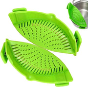 Strainer per pentola con clip a mano libera, seta fine, impermeabile al calore, per tutti i contenitori (verde)