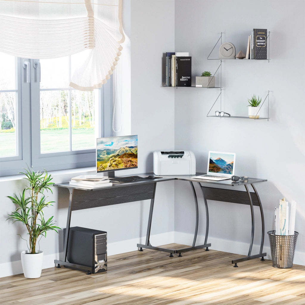 Scrivania angolare per ufficio ¨C zephmum ¨C nera 112.5x152x74 cm