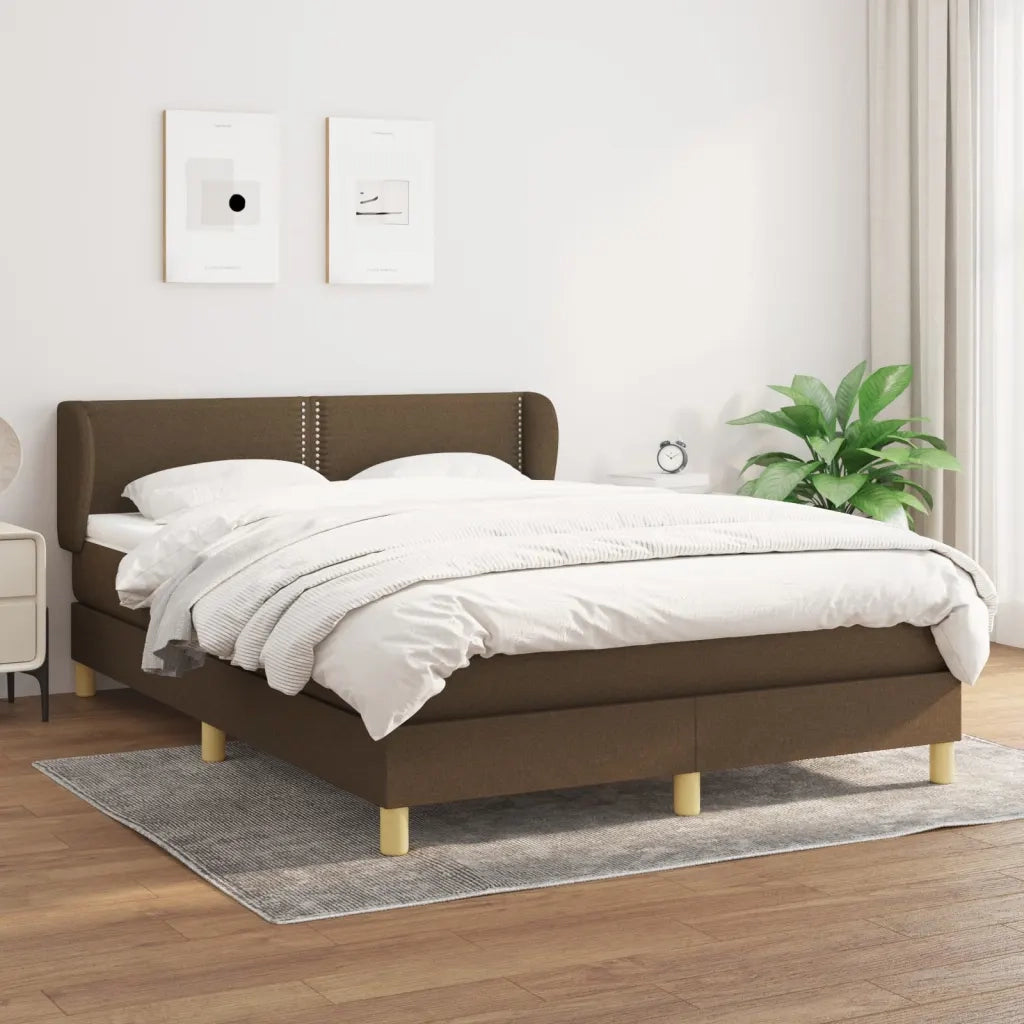 Giroletto a Molle con Materasso Marrone Scuro 140x200cm Tessuto 3126728