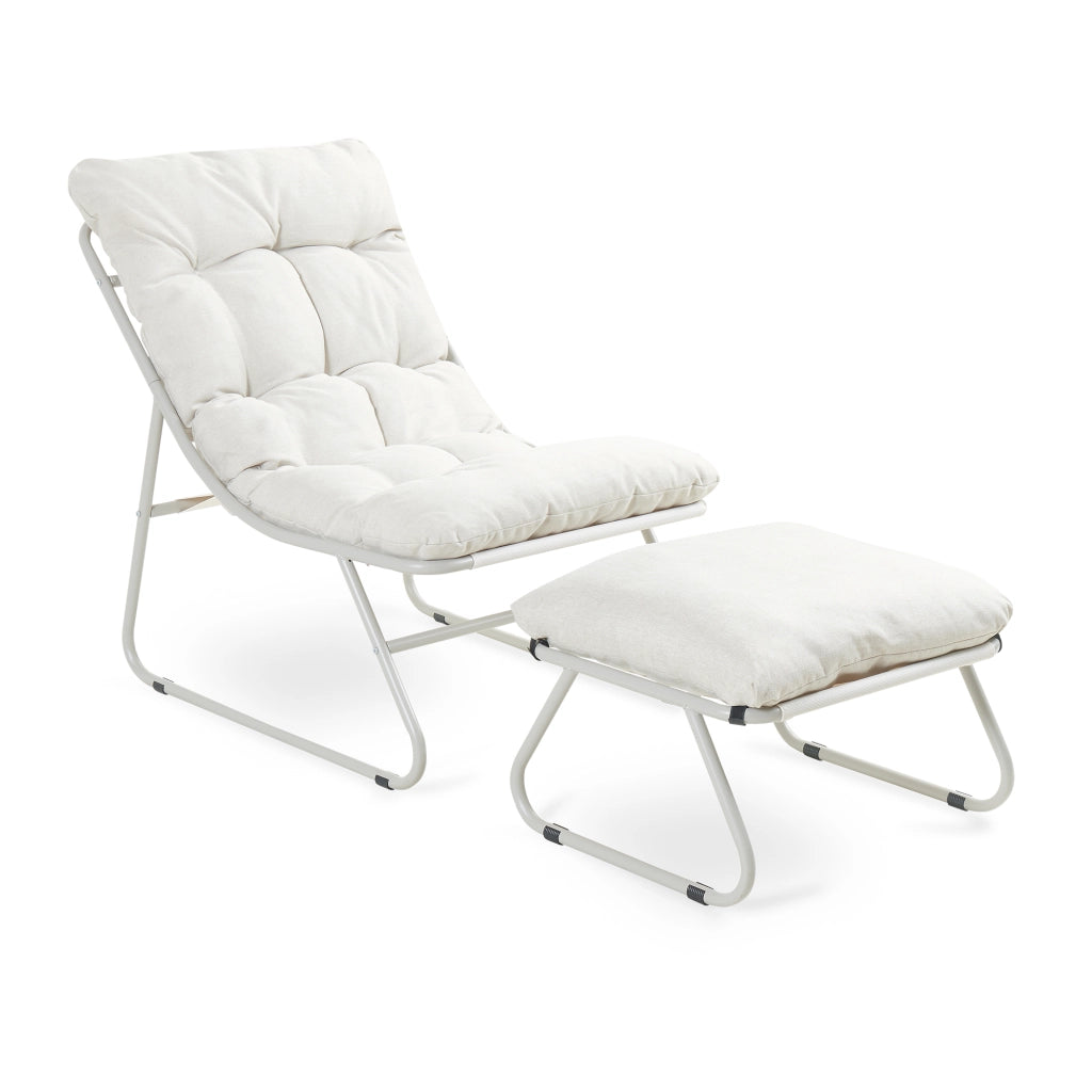 Set Malmö di 2 Mobili da Giardino Poltrona e Poggiapiedi con Cuscino - Beige casa.pro