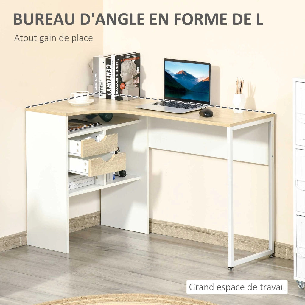 Scrivania angolare con cassetti ¨C zephmum ¨C quercia chiara 120x60x75