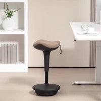 Sgabello oscillante, seduta regolabile, girevole, ergonomico, 34 x 34 x 68,5-83,5 cm, Marrone