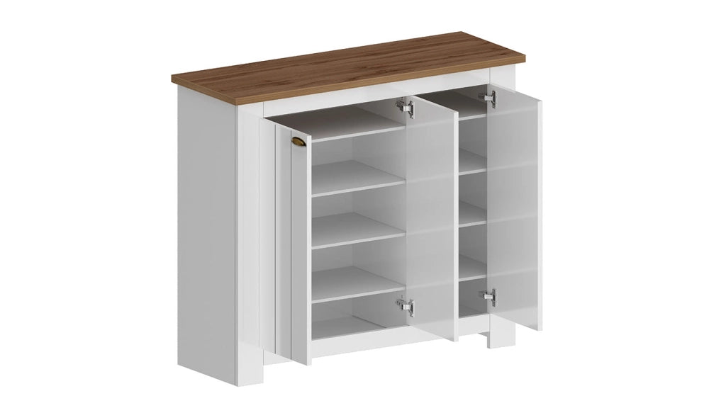 Scarpiera 3 Ante 114x42x100 cm Figo 3A Bianco Opaco/Rovere Wotan