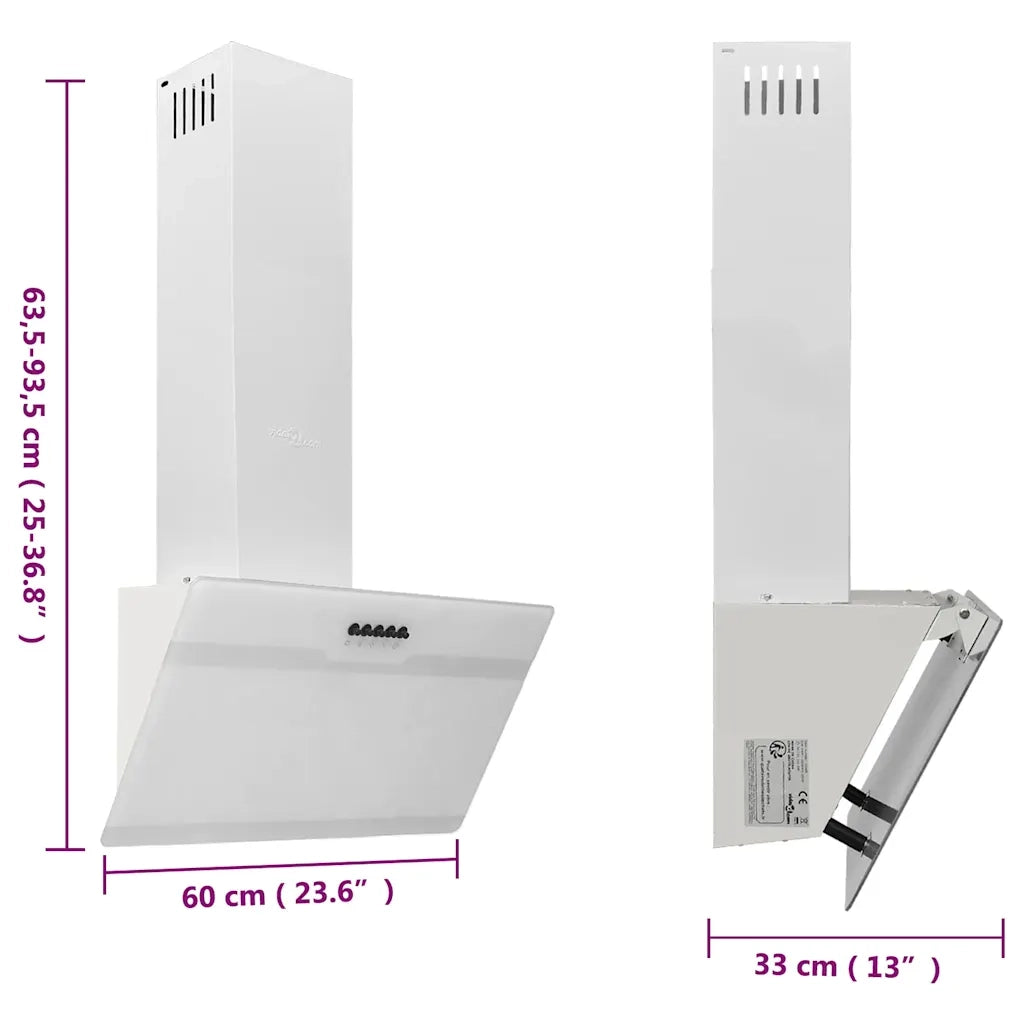 Cappa a Parete 60 cm in Acciaio e Vetro Temperato Bianco 51668