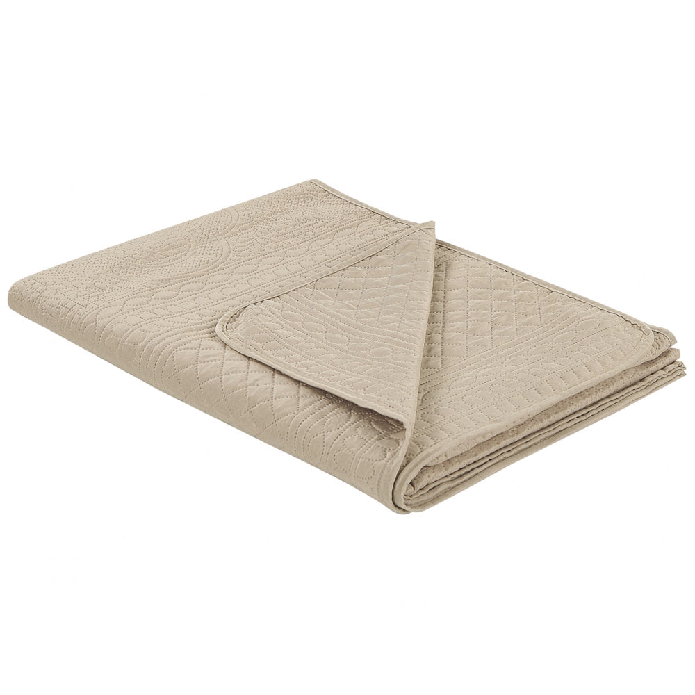 Copriletto in tessuto poliestere tortora 140 x 210 cm con cuscini motivo goffrato decorativo biancheria da letto classico camera da letto