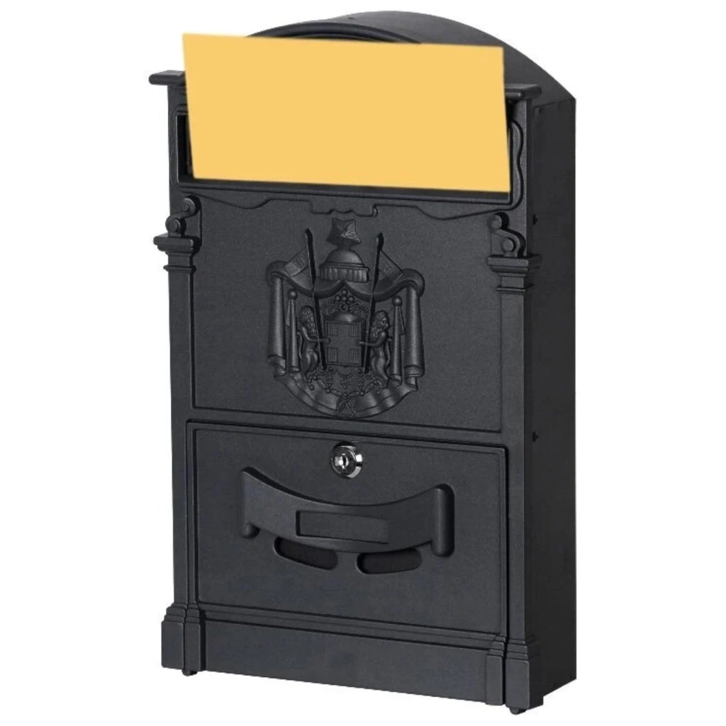 OWIJI Cassetta Postale Esterno Personale Nera Alluminio Dimensioni 41 x 9,5 x 25,5 Cm Stile Tradizionale