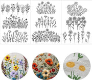Stabilizzatore per ricamo idrosolubile - 3 fogli A4 con disegni di fiori