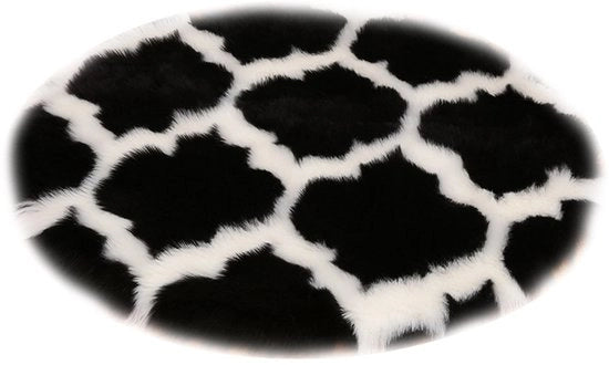 Tappeto in plastica artificiale, tappeto per soggiorno, tappetino yoga, tappetino ingresso, 60 cm di diametro (nero)