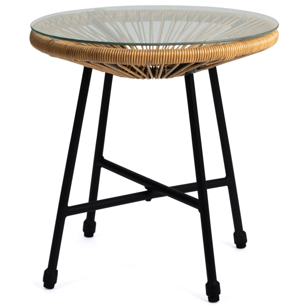 IDMarket - Set di mobili da giardino IZMIR - tavolo e 2 poltrone con corda effetto rattan