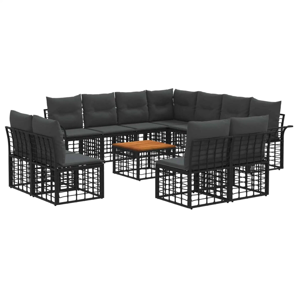 Set di divani da esterno 12 pcs Nero e Grigio scuro Poliestere 3437713