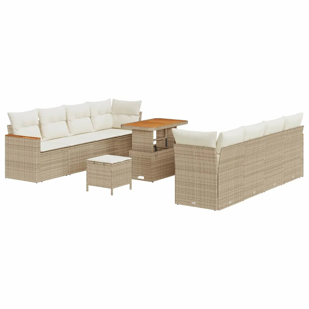 Set Divano da Giardino con cuscino 12 pcs Beige polyrattan 3364971