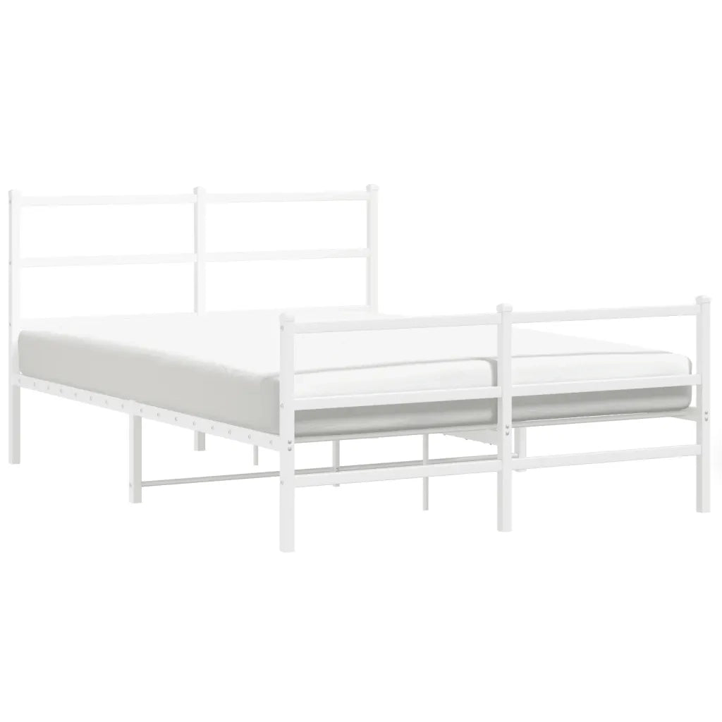 Giroletto con Testiera e Pediera Metallo Bianco 140x190 cm 355432