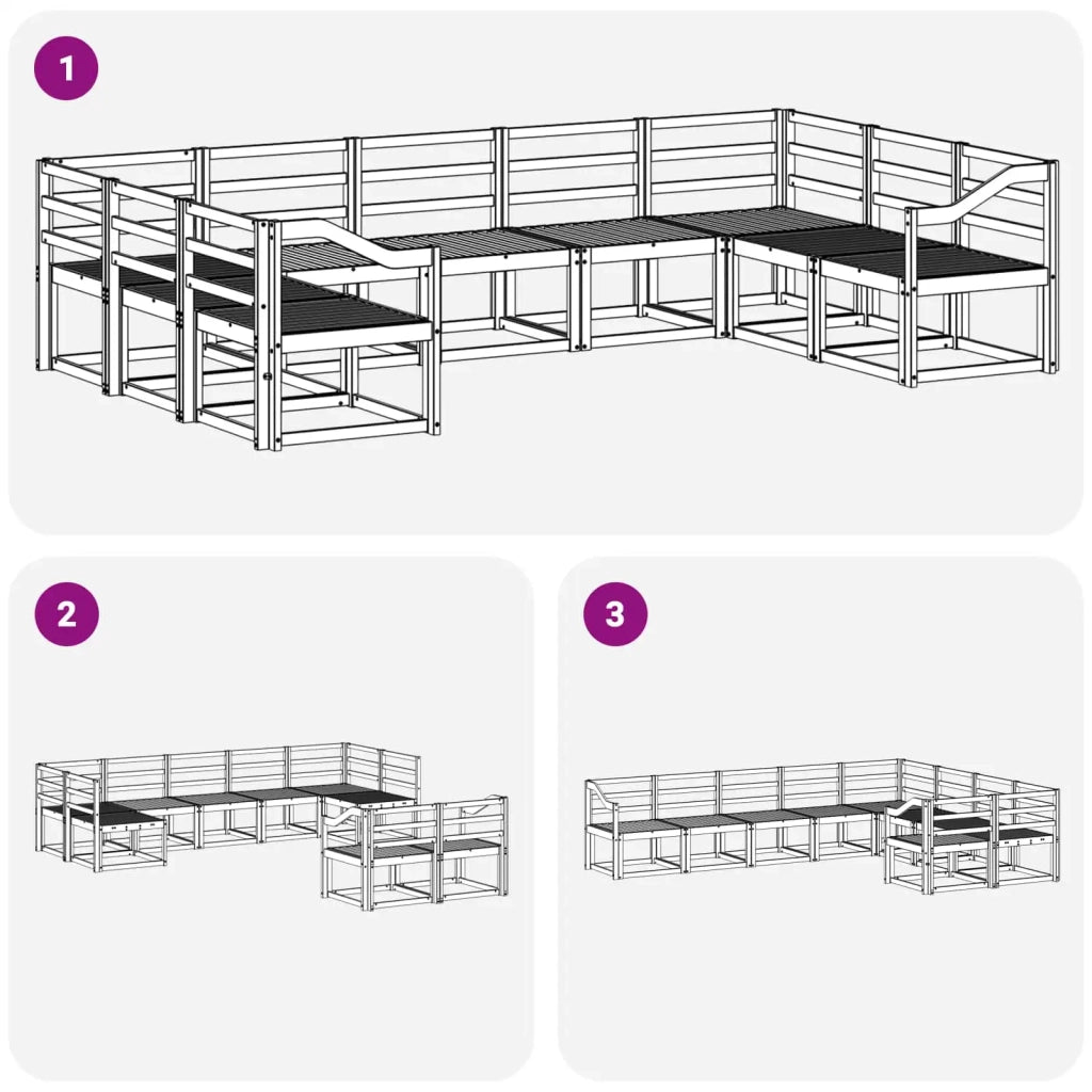 Set di divani da esterno 9 pcs Bianco Legno di Acacia Massello 3388233